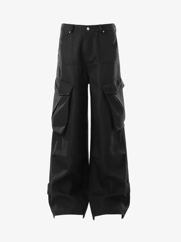Multi-Pocket Textured Fabric Flared Pants sold by Thesupermade