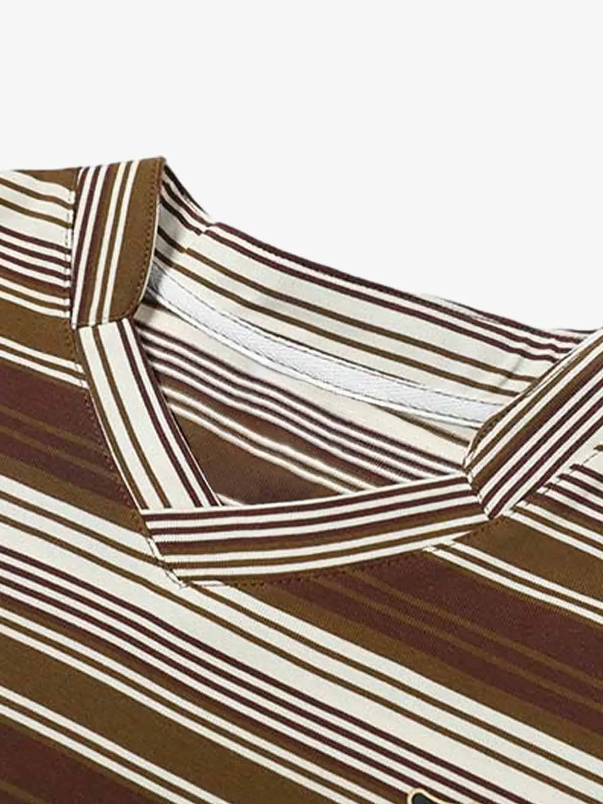 Letter Badge Number Print Striped Long Sleeve T-Shirt sold by Thesupermade product image thumbnail 5