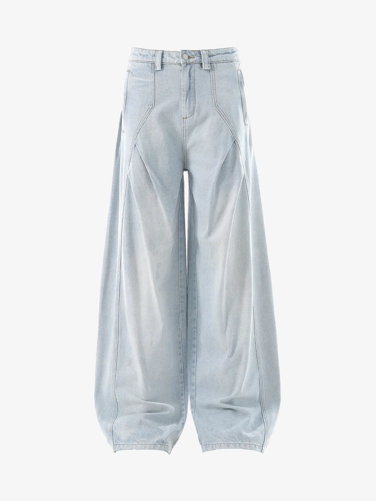 Pleated Panelled Scimitar Jeans sold by Thesupermade