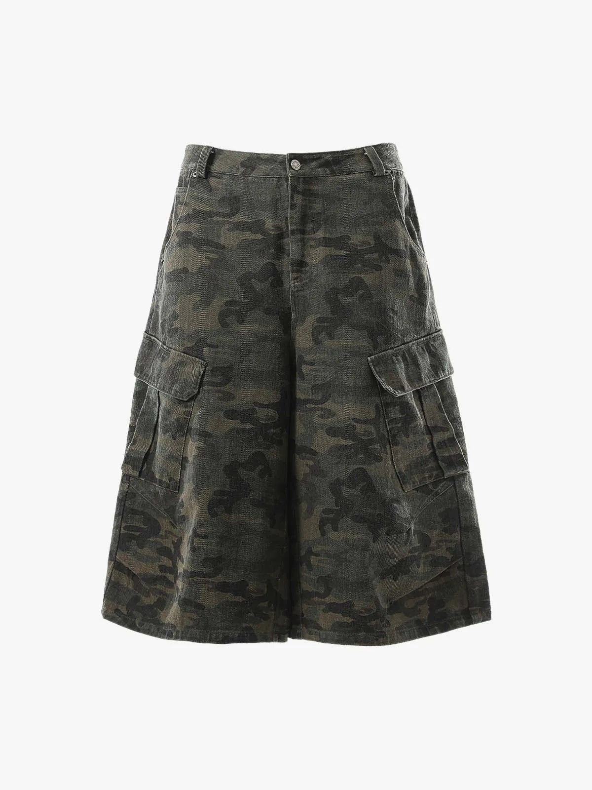 Vintage Washed Camouflage Machete Wide Leg Cargo Shorts sold by Thesupermade product image thumbnail 5
