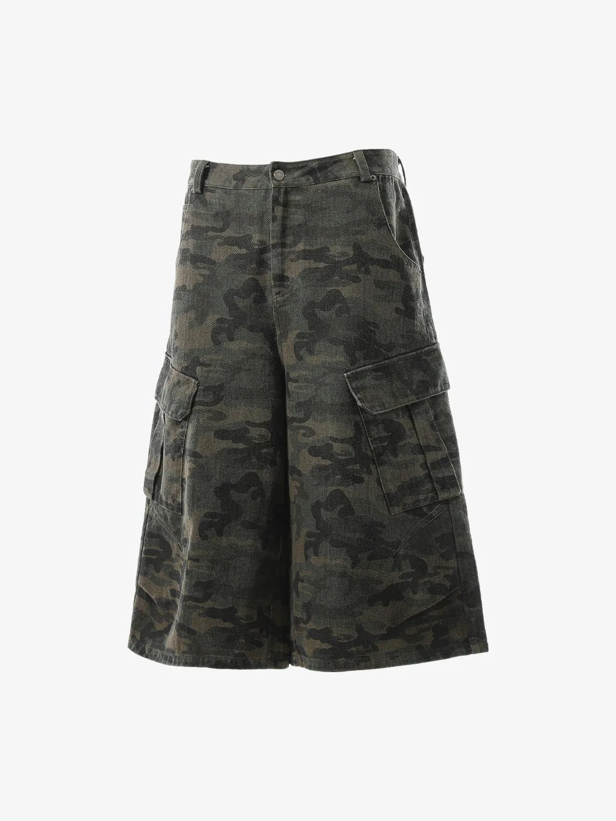 Vintage Washed Camouflage Machete Wide Leg Cargo Shorts sold by Thesupermade product image thumbnail 4