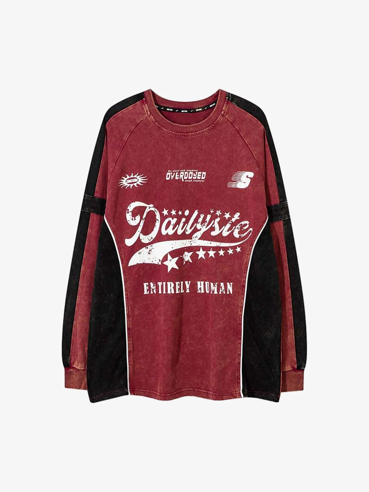 Washed Distressed Letter Print Contrast Stitching T-shirt sold by Thesupermade