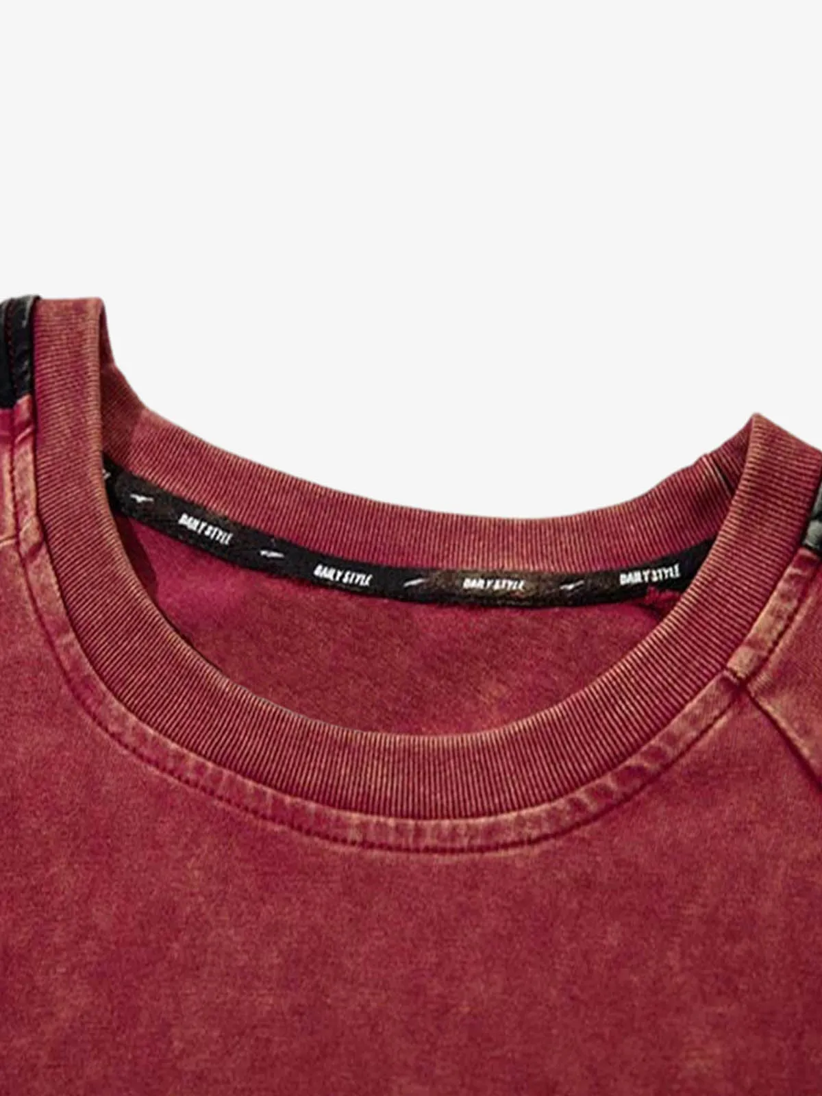 Washed Distressed Letter Print Contrast Stitching T-shirt sold by Thesupermade product image thumbnail 5