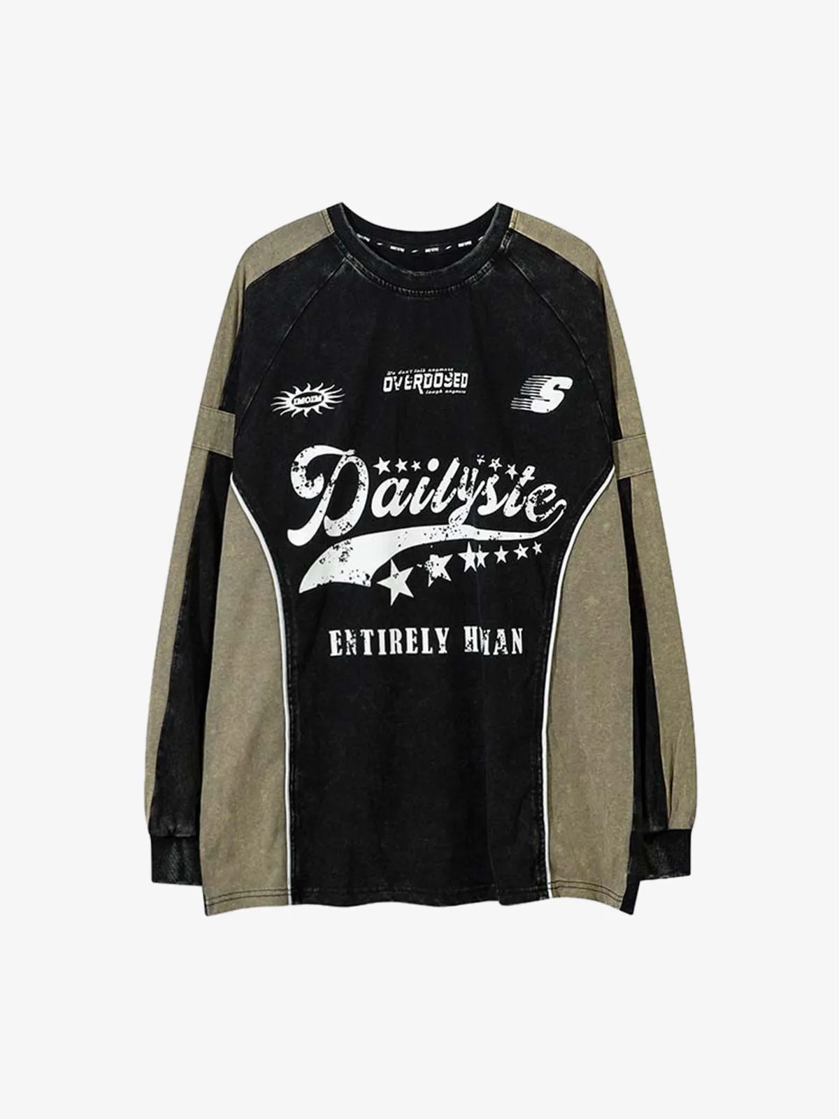 Washed Distressed Letter Print Contrast Stitching T-shirt sold by Thesupermade product image thumbnail 2