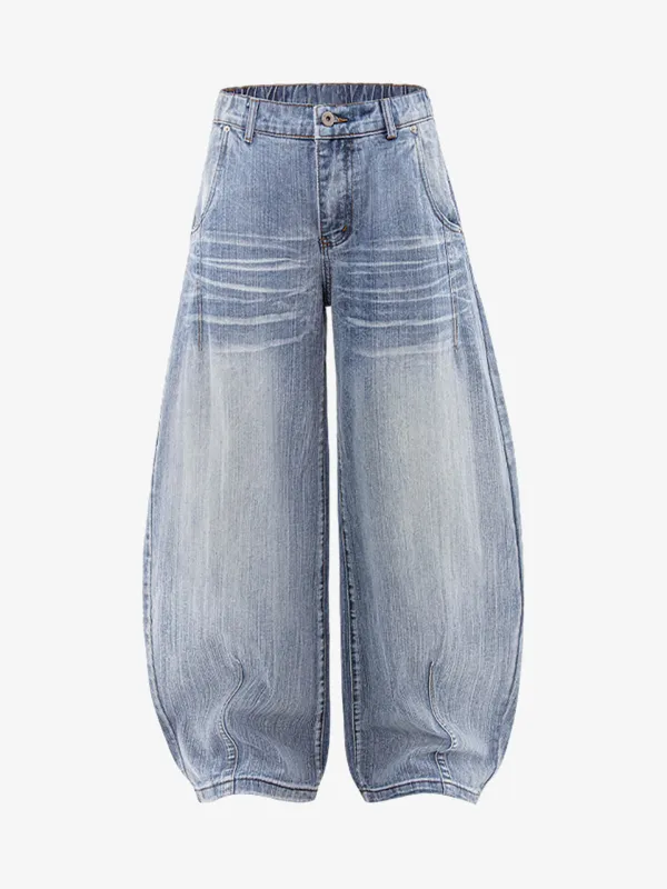 Washed Whisker Wide-leg Scimitar Jeans sold by Thesupermade