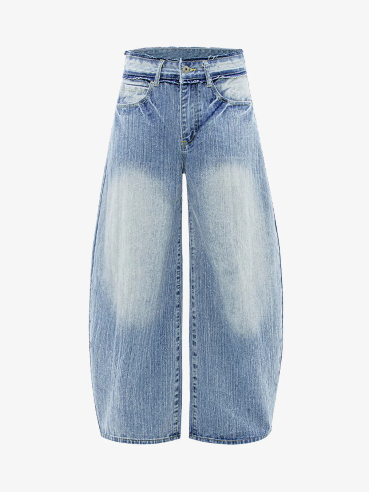 Vintage Washed Patchwork Distressed Scimitar Jeans sold by Thesupermade