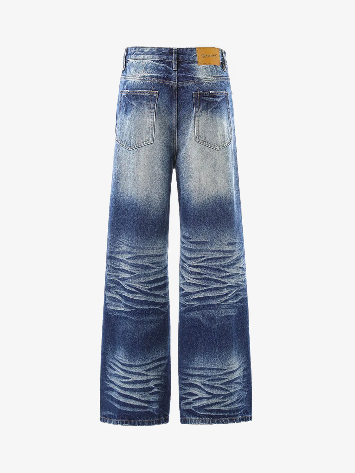 Washed Distressed Wrinkled Dyed Jeans sold by Thesupermade product image thumbnail 2