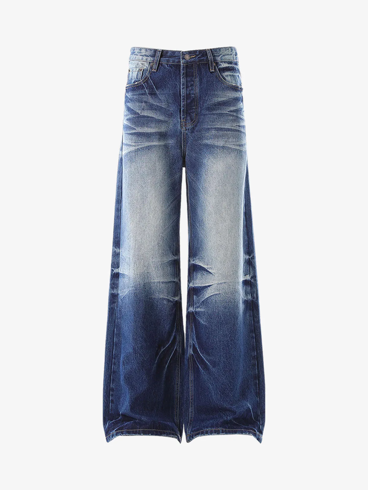 Washed Distressed Wrinkled Dyed Jeans sold by Thesupermade