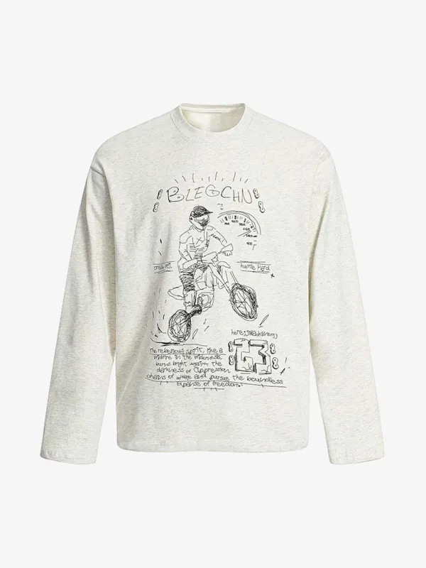 Hand-painted Cartoon Characters Printed Long-sleeved T-shirt sold by Thesupermade