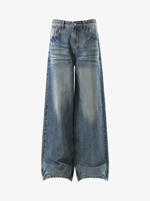 Street Washed Distressed Cat Whisker Jeans sold by Thesupermade