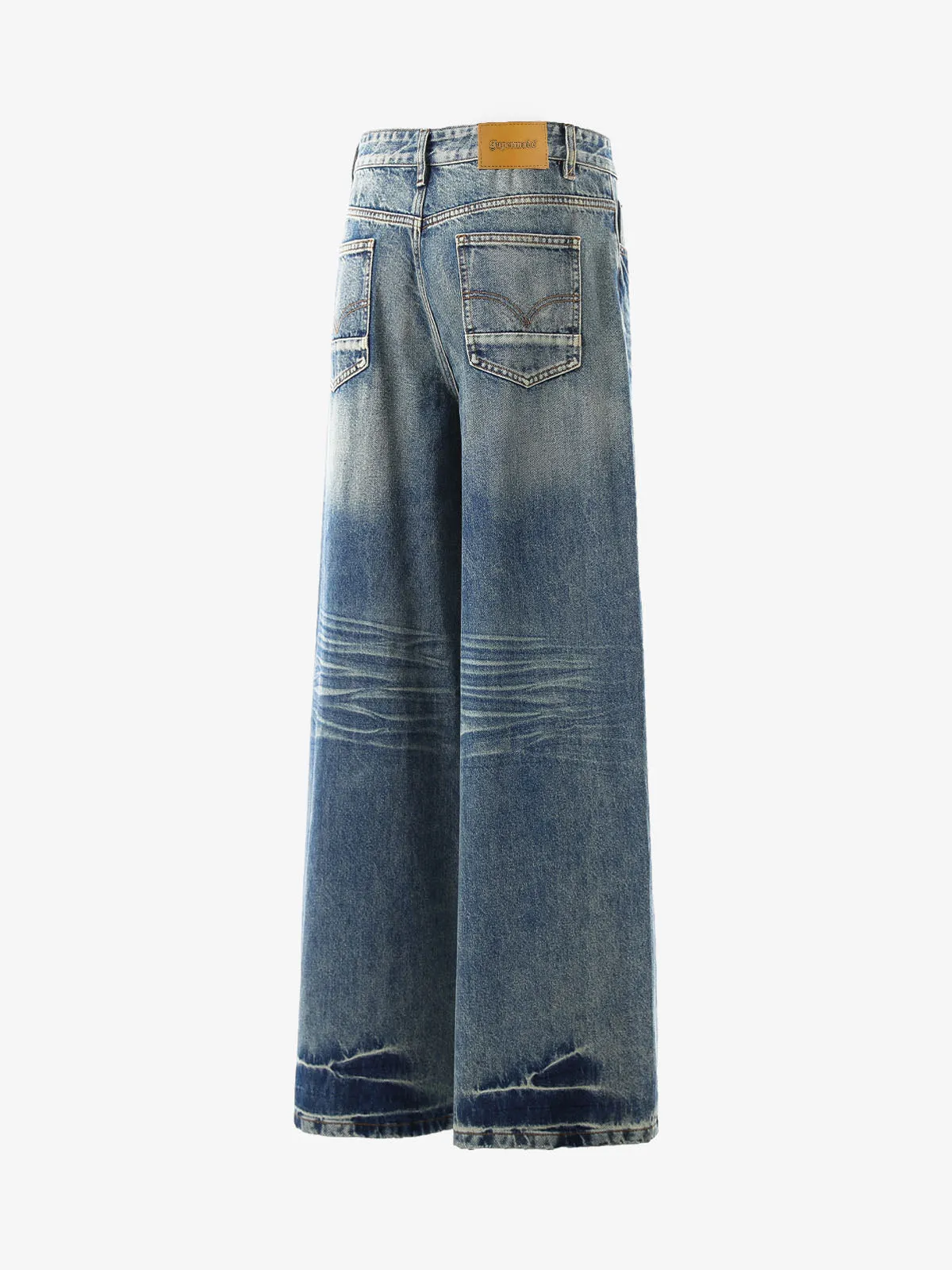 Street Washed Distressed Cat Whisker Jeans sold by Thesupermade product image thumbnail 4