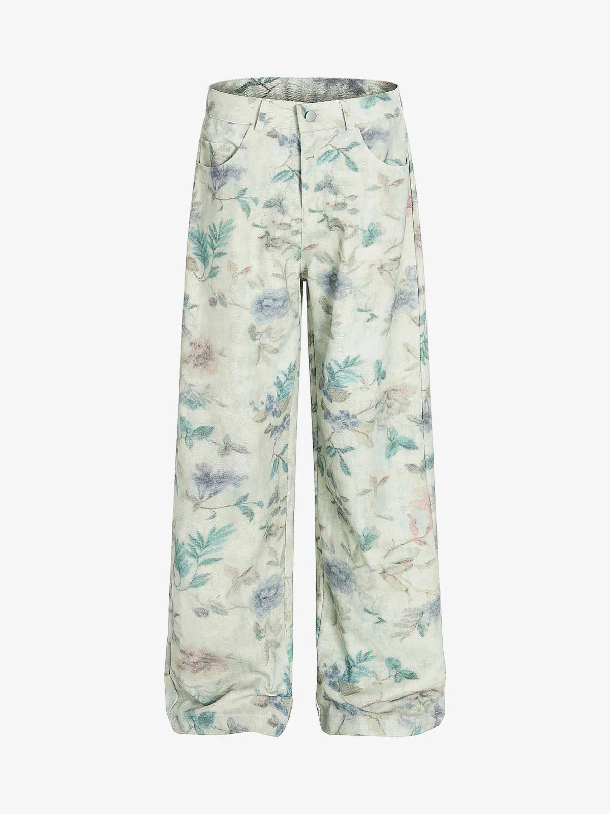Vintage Floral Print Straight Jeans sold by Thesupermade