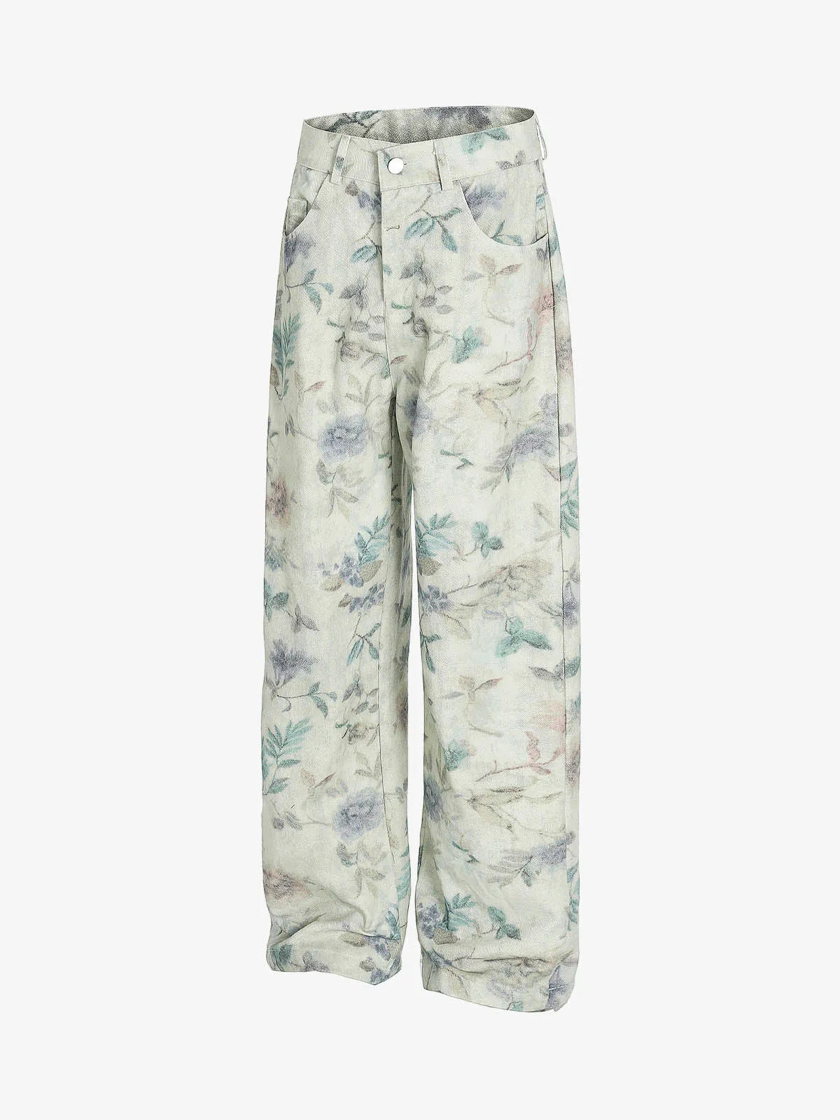 Vintage Floral Print Straight Jeans sold by Thesupermade product image thumbnail 3