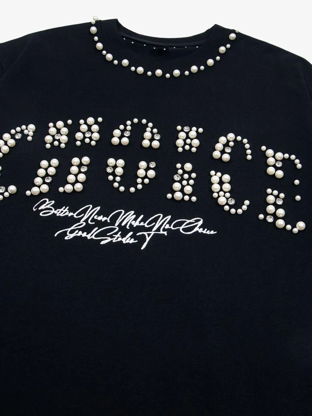 Elegant Pearl-Embellished Oversized T-Shirt sold by Thesupermade product image thumbnail 3