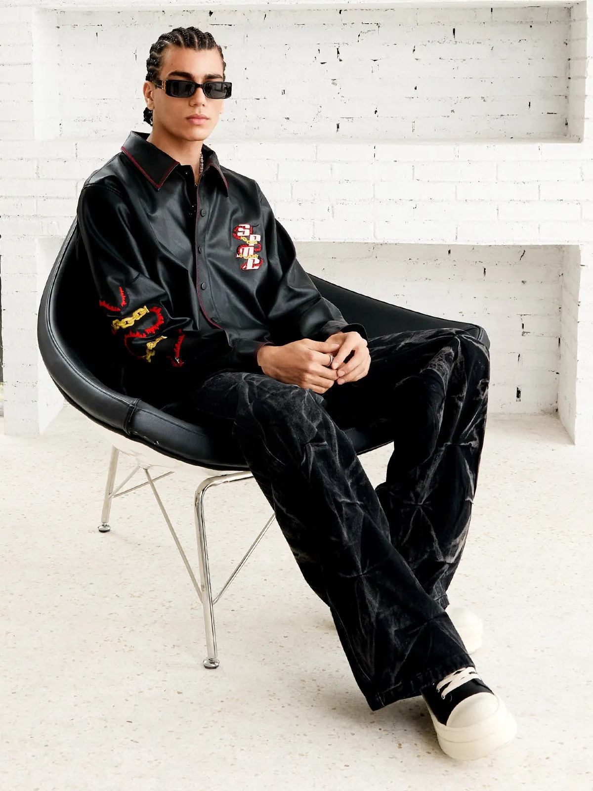 Denim Heavy Washed Distressed Pleated Baggy Jeans - 2282 sold by Thesupermade product image thumbnail 5