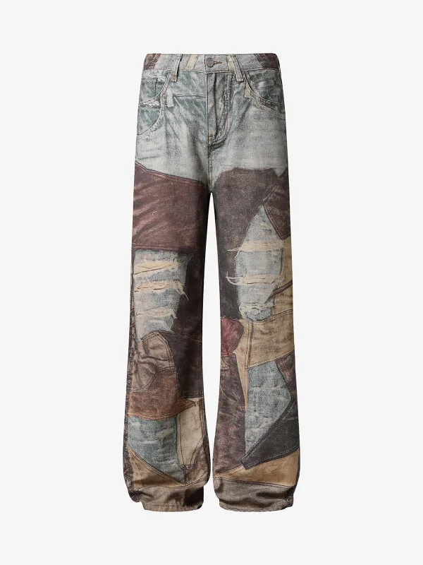 Thesupermade High Street Distressed Washed Printed Jeans - 2246 sold by Thesupermade