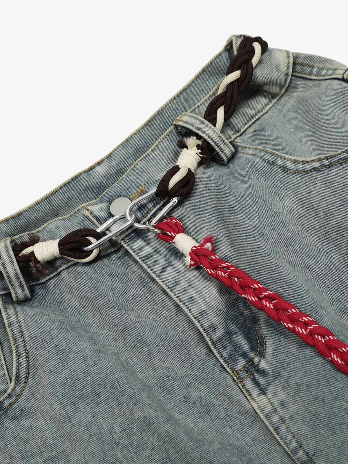 Denim Retro Belt Detail With Patchwork Barrel Jeans - 2490 sold by Thesupermade product image thumbnail 4