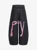 Retro Stitching Graffiti Letters Machete Jeans sold by Thesupermade
