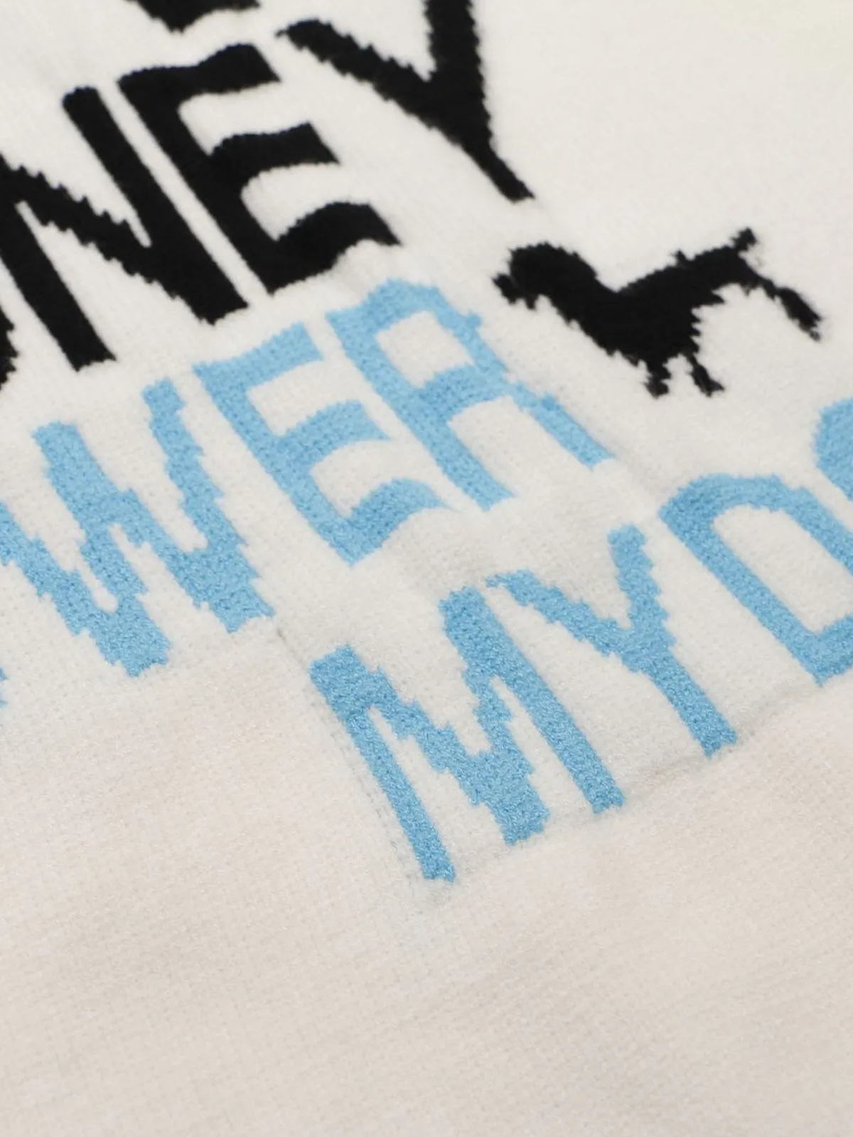 Retro Hollow Striped Letter Jacquard Knitted Sweater sold by Thesupermade product image thumbnail 3