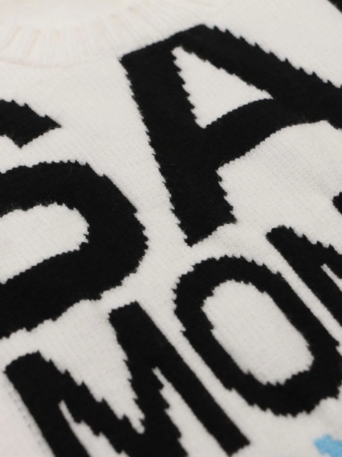 Retro Hollow Striped Letter Jacquard Knitted Sweater sold by Thesupermade product image thumbnail 4