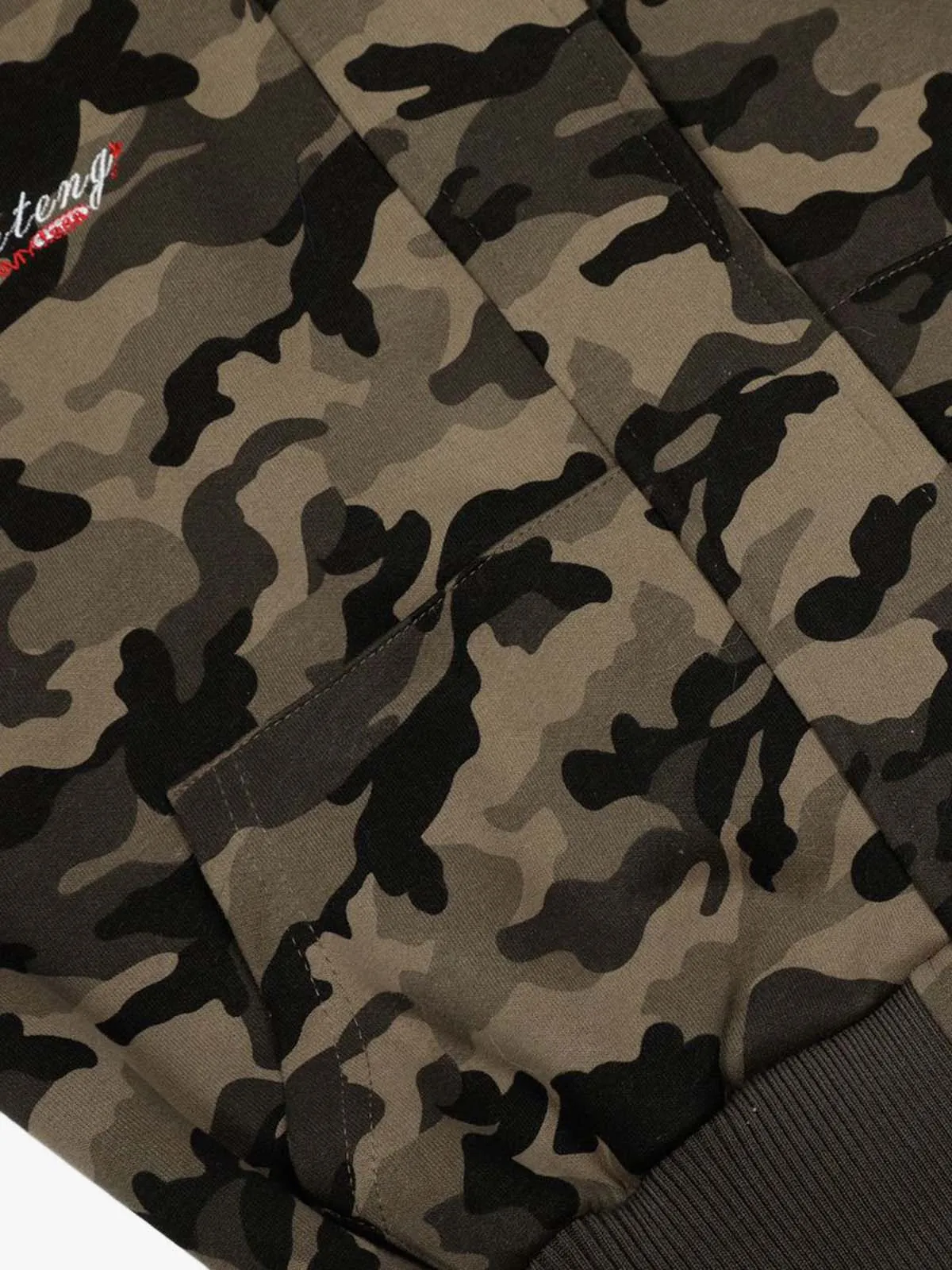 Camouflage Embroidery Patchwork Cardigan Fur Collar Hooded Sweatshirt sold by Thesupermade product image thumbnail 3