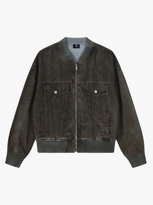 Retro Wasteland Dirty Dyed Denim Jacket sold by Thesupermade