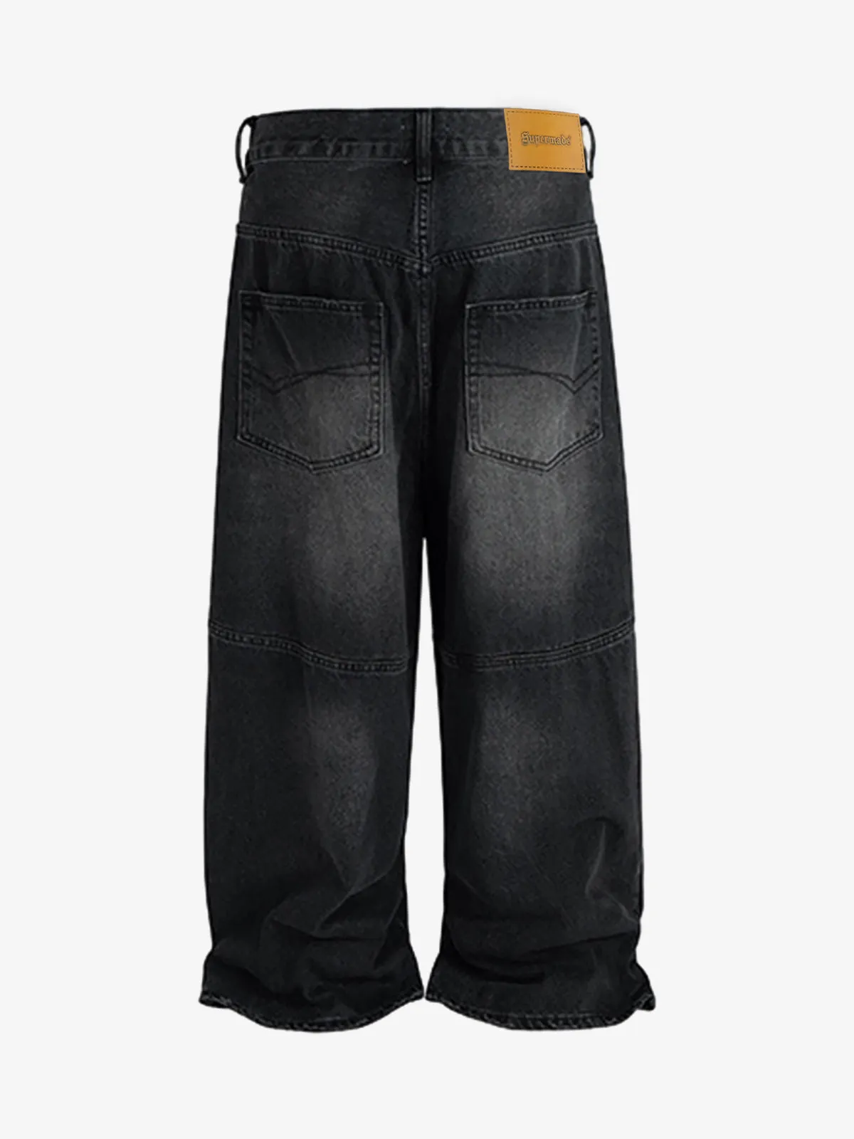 Distressed Drawstring Knee-Length Washed Baggy Jeans sold by Thesupermade product image thumbnail 3