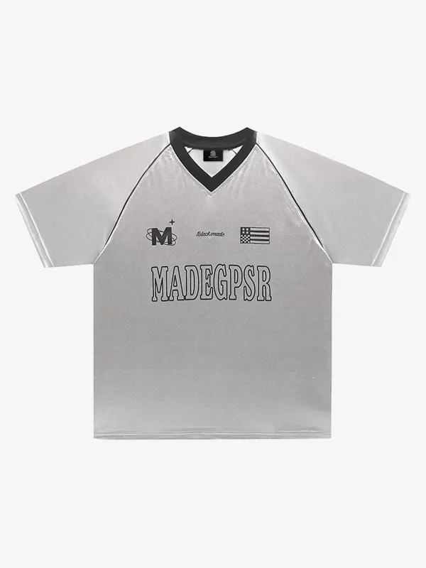 Jersey Loose Satin Reflective Personality T-Shirt sold by Thesupermade