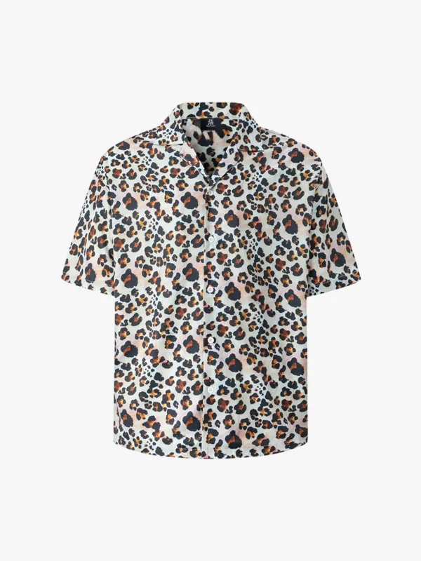 Leopard Print Short-sleeved Floral Shirt sold by Thesupermade