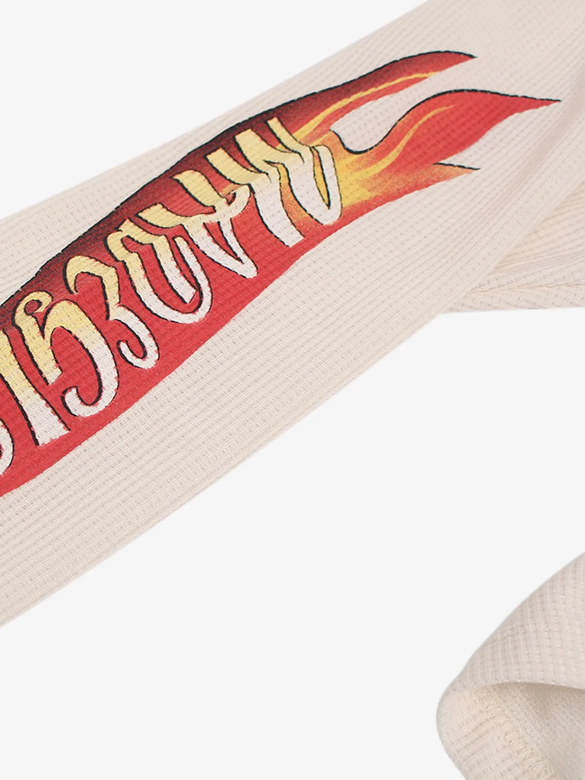 Letter Print Waffle Long-sleeved T-shirt sold by Thesupermade product image thumbnail 5