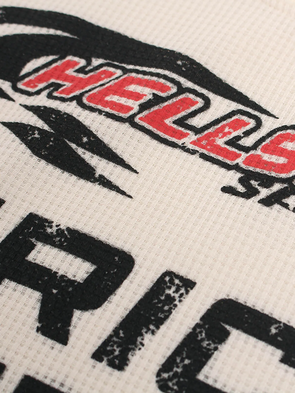 Letter Print Waffle Long-sleeved T-shirt sold by Thesupermade product image thumbnail 4