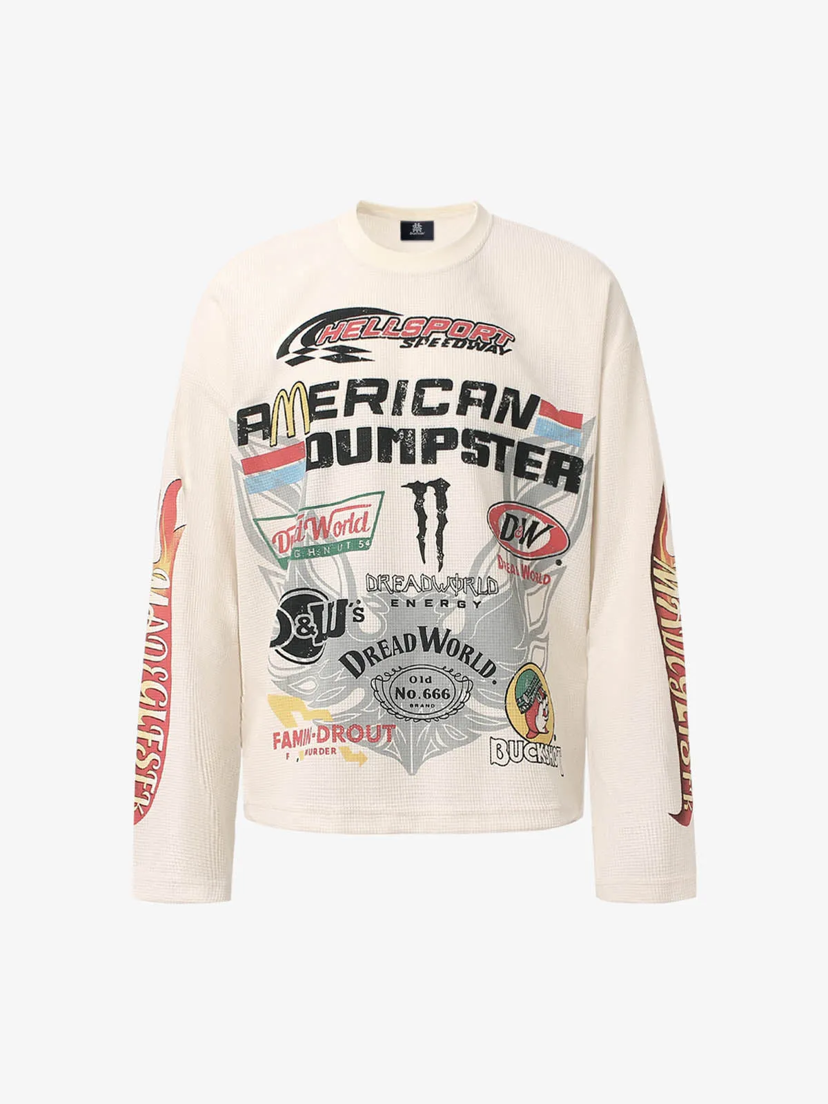 Letter Print Waffle Long-sleeved T-shirt sold by Thesupermade