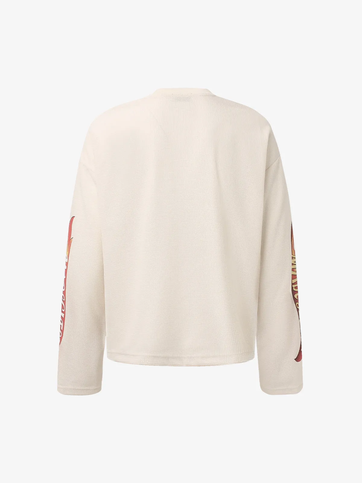 Letter Print Waffle Long-sleeved T-shirt sold by Thesupermade product image thumbnail 2