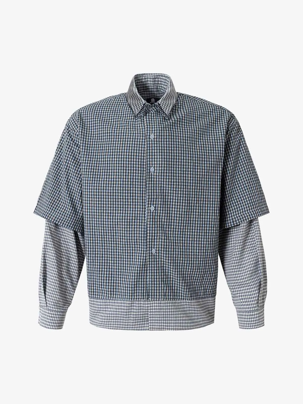 Double-layered Plaid Deconstructed Shirt sold by Thesupermade