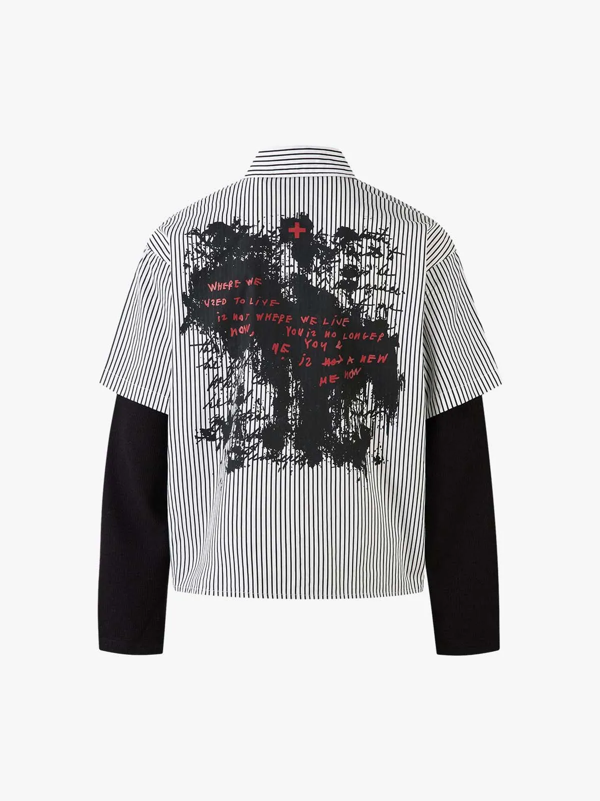 Street Dark Faux Two-Piece Striped Shirt - 2514 sold by Thesupermade product image thumbnail 2