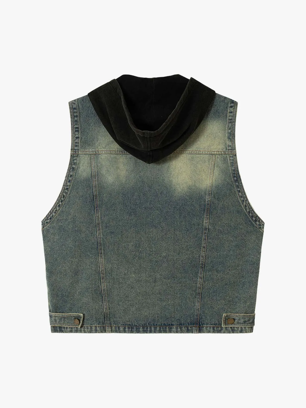 Functional Multi-Pocket Hooded Denim Vest sold by Thesupermade product image thumbnail 4