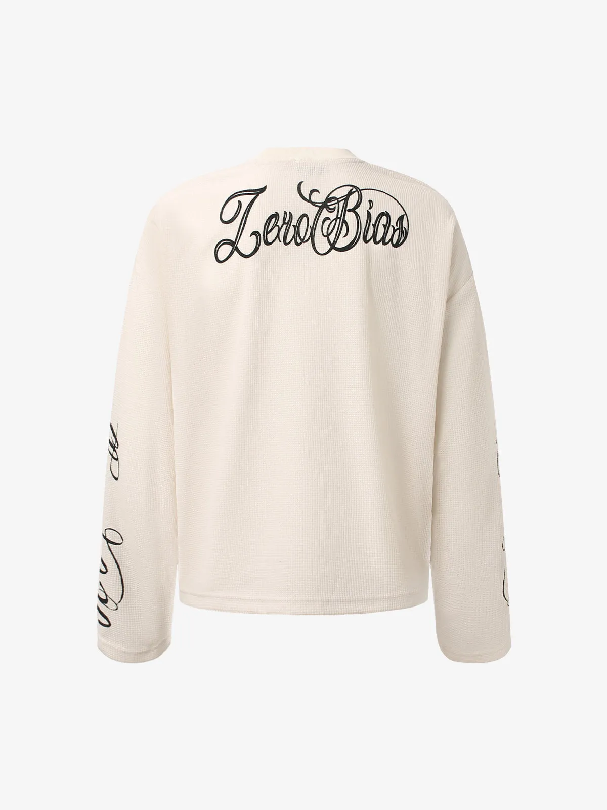 Retro Letter Print Waffle Simplicity Long-Sleeved T-Shirt - 2637 sold by Thesupermade product image thumbnail 2
