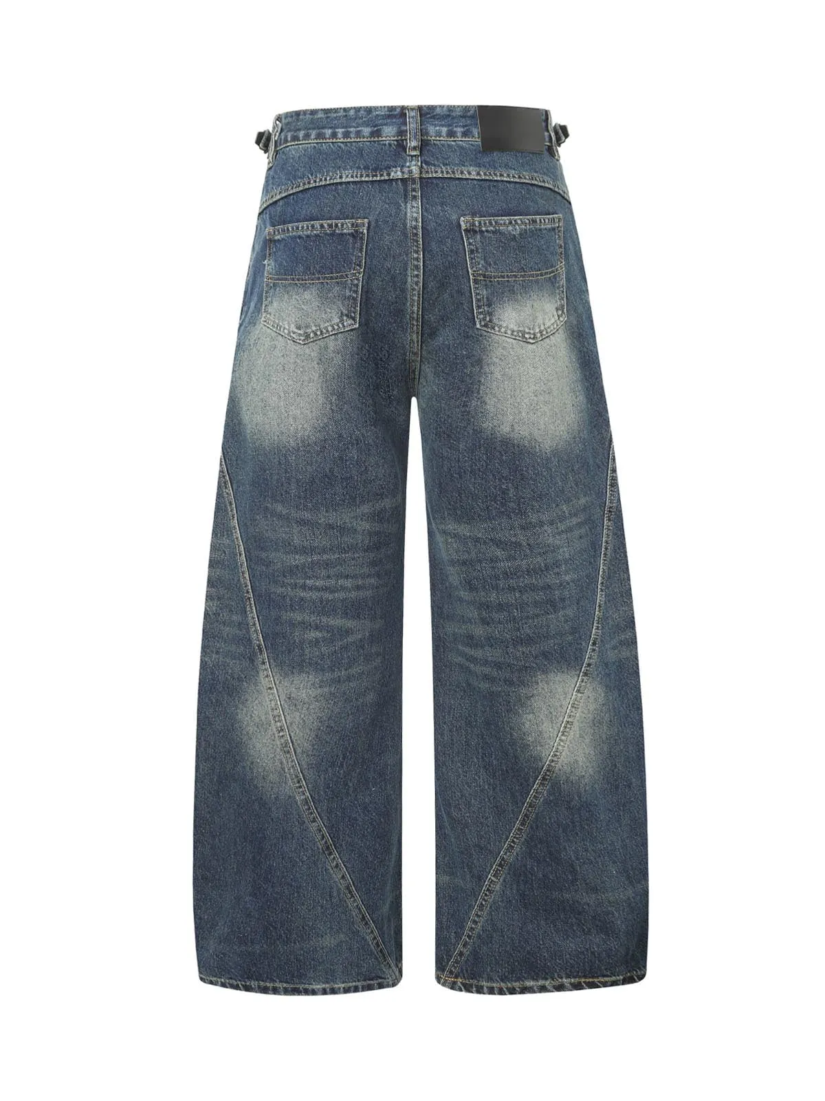 Washed Distressed Deconstructed Pleated Scimitar Jorts sold by Thesupermade product image thumbnail 3