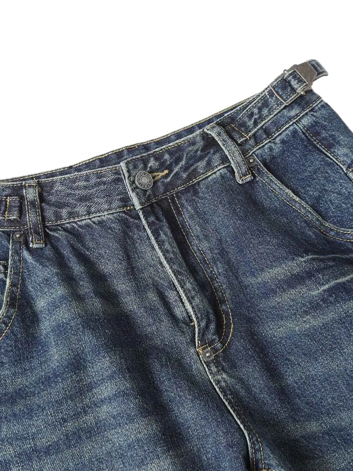 Washed Distressed Deconstructed Pleated Scimitar Jorts sold by Thesupermade product image thumbnail 5