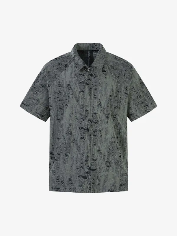 Distressed Ripped Short Sleeve Shirt sold by Thesupermade