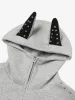 Rivet Doberman Cardigan Zipper Hooded Sweatshirt sold by Thesupermade
