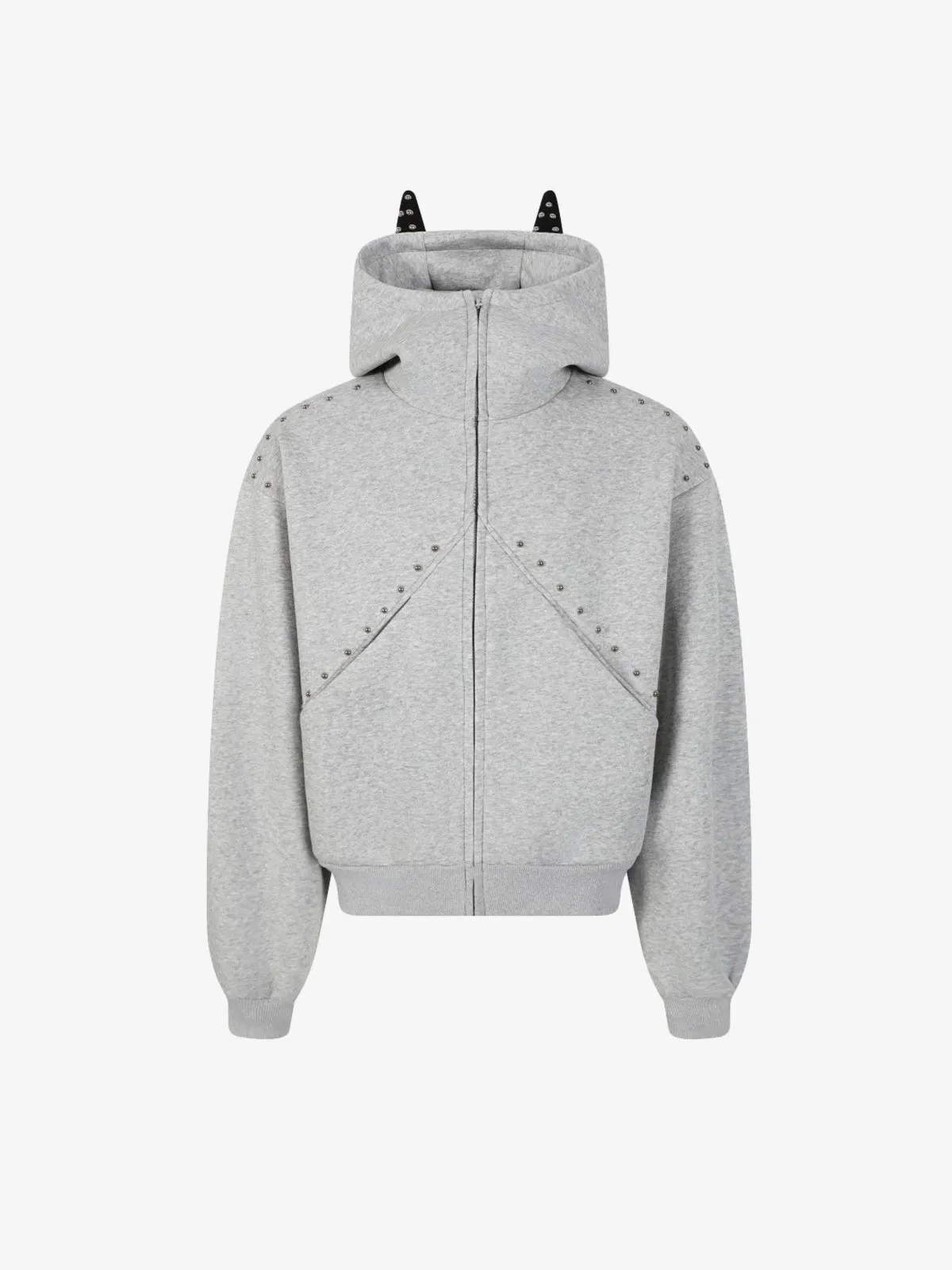 Rivet Doberman Cardigan Zipper Hooded Sweatshirt sold by Thesupermade