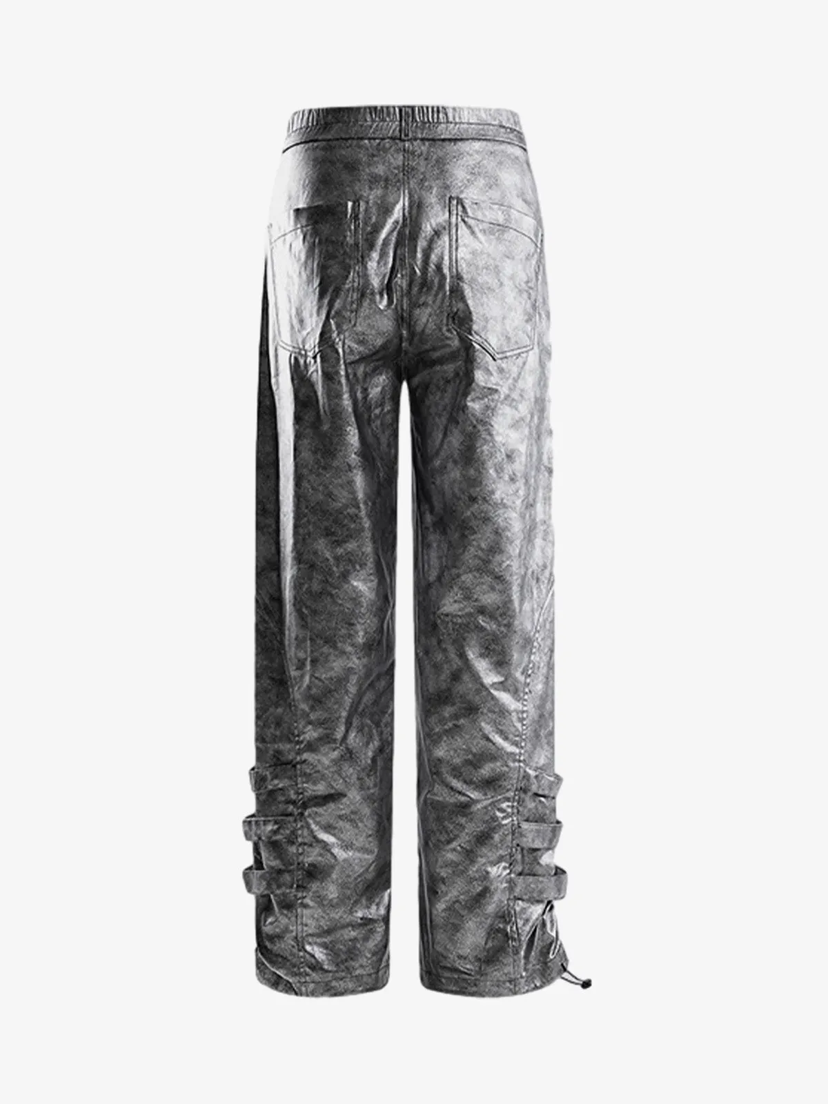 Retro Silver Loose Metallic Straight Pants sold by Thesupermade product image thumbnail 2