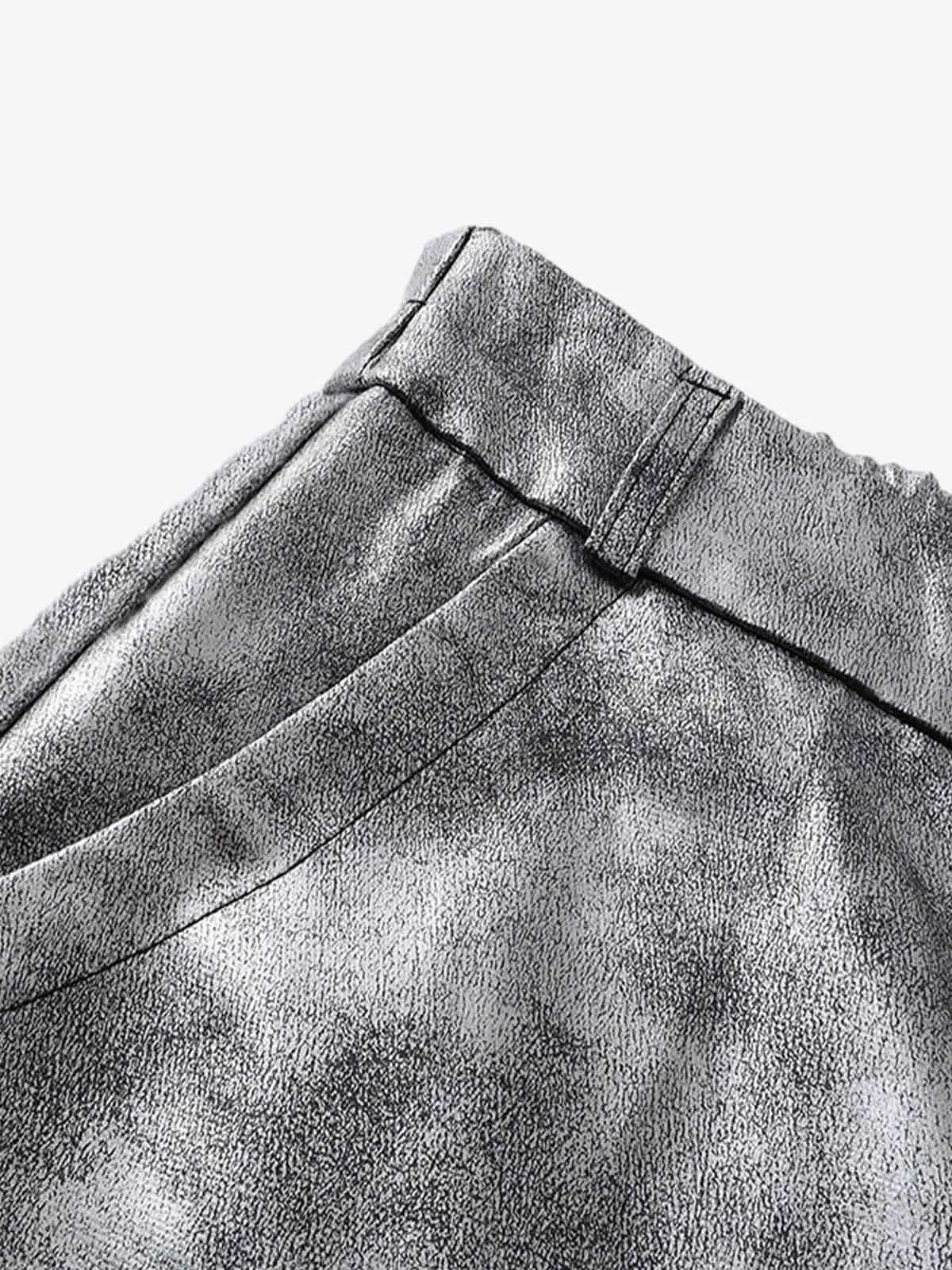 Retro Silver Loose Metallic Straight Pants sold by Thesupermade product image thumbnail 3