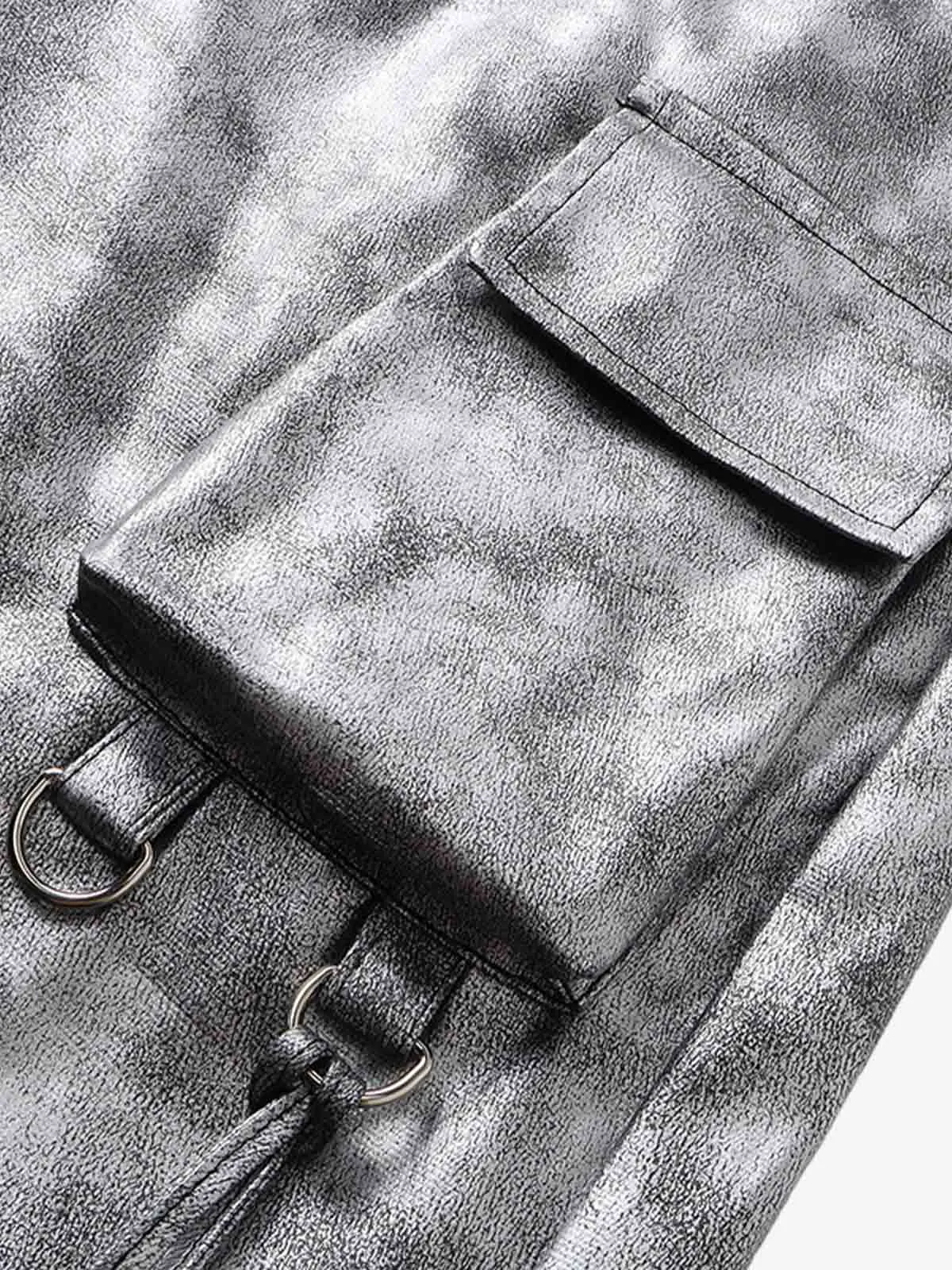 Retro Silver Loose Metallic Straight Pants sold by Thesupermade product image thumbnail 4