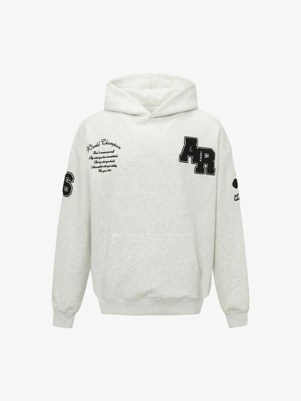 Street Letter Patch Embroidered Heather Hoodie sold by Thesupermade