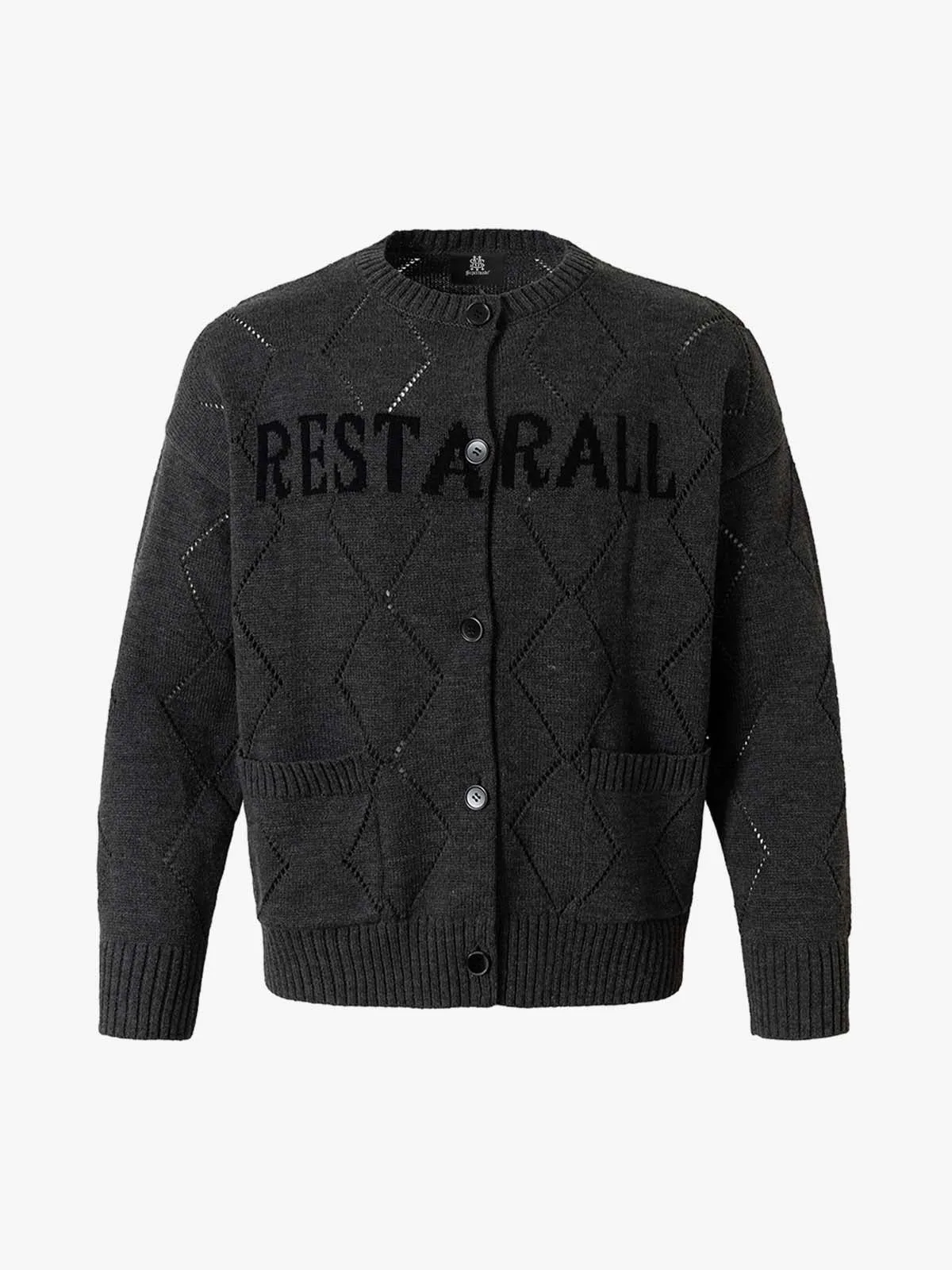 Retro Diamond Check Hollow Knit Cardigan Sweater sold by Thesupermade