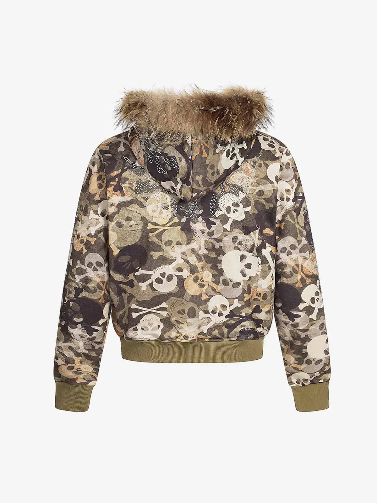 Skull Camouflage Fur Collar Hot Diamond Hooded Jacket - 2507 sold by Thesupermade product image thumbnail 2