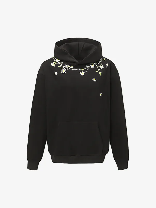 Daisy Embroidery Floral Pattern Heavyweight Hoodie sold by Thesupermade