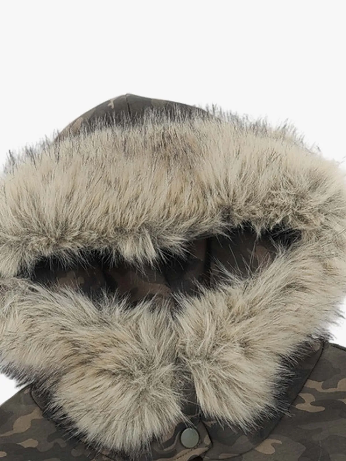 Camouflage Cardigan Utility Zip Up Fur Hooded Jacket sold by Thesupermade product image thumbnail 3